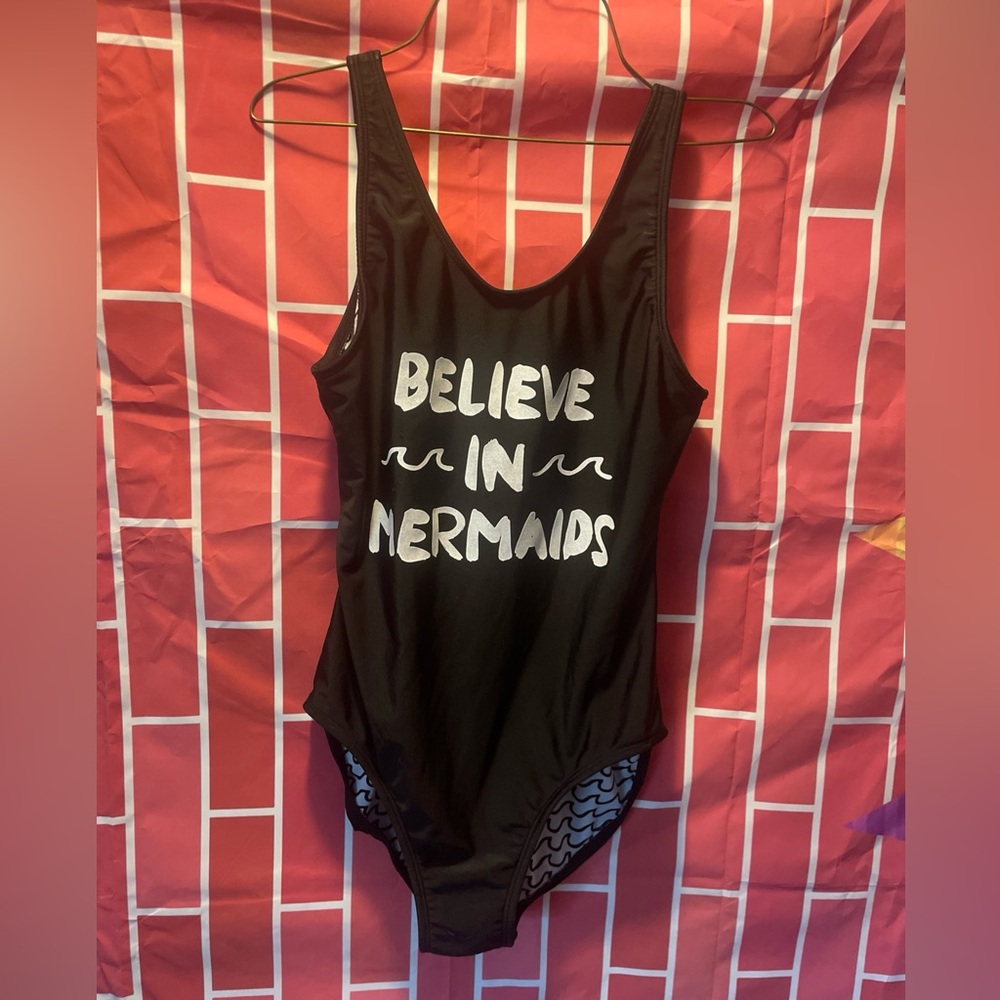 Art Class Black 'Believe in Mermaids' Girls Size XL 16-18 Swimsuit